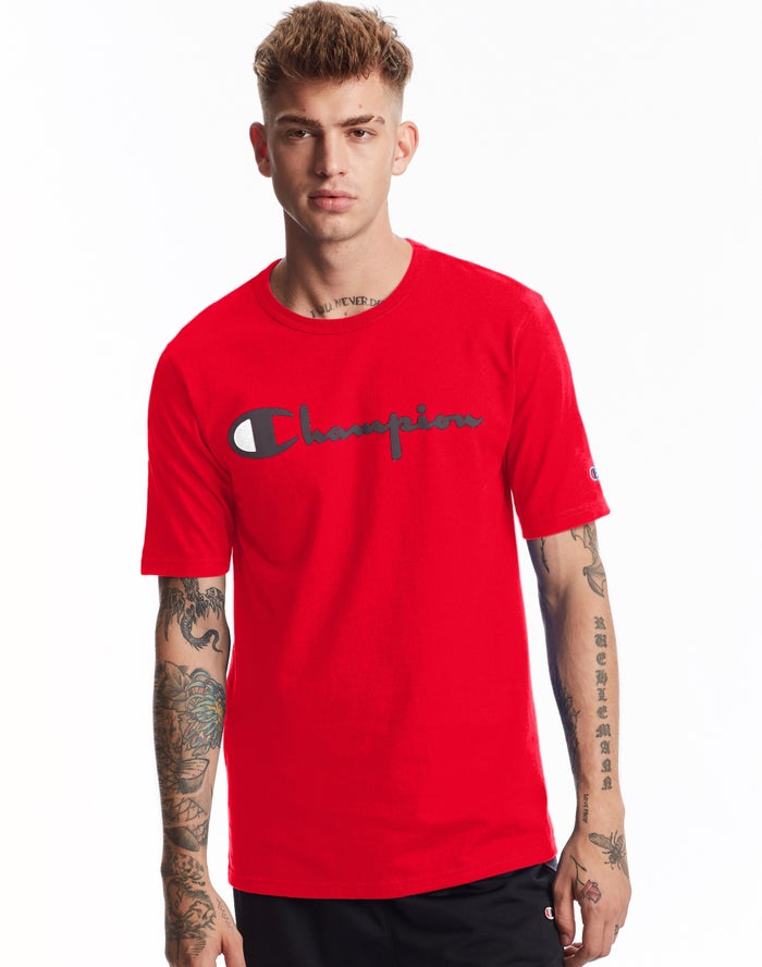 Champion T-Shirt Heren - Rood - Heritage Vintage Logo ( 531084-PLA )